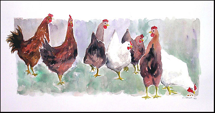 "Galline" opera realizzata dall'artista Carlo Campi