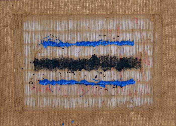Opera dell'artista Salvatore Emblema del 2004, terra colorata su juta, artista scomparso nel 2006