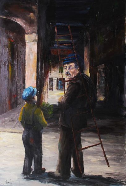 "Il lampionaio" opera realizzata dall'artista Remo Parise
