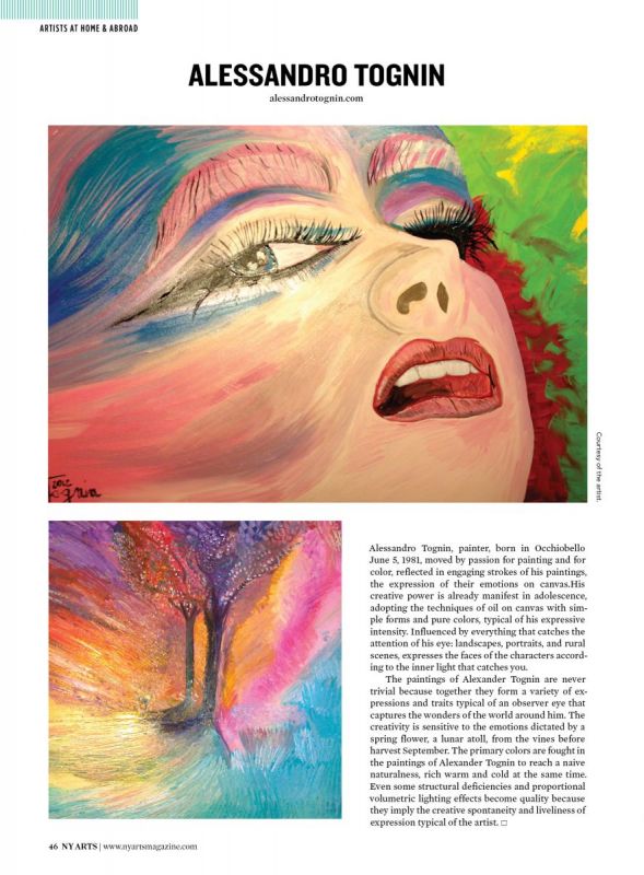 Le opere dell'artista Tognin pubblicate sulla rivista NY Arts Magazine