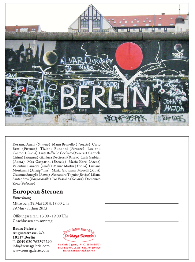 L'artista Alessandro Tognin espone le sue oepre alla mostra “European Sternen, stelle europee” Venti artisti figurativi Italiani a Berlino
