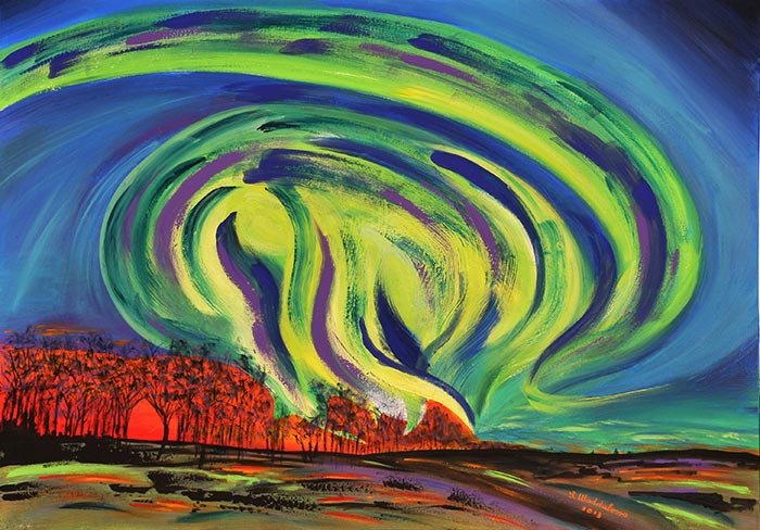 "Fantastica aurora boreale" opera realizzata dall'artista Silvana Maddalosso