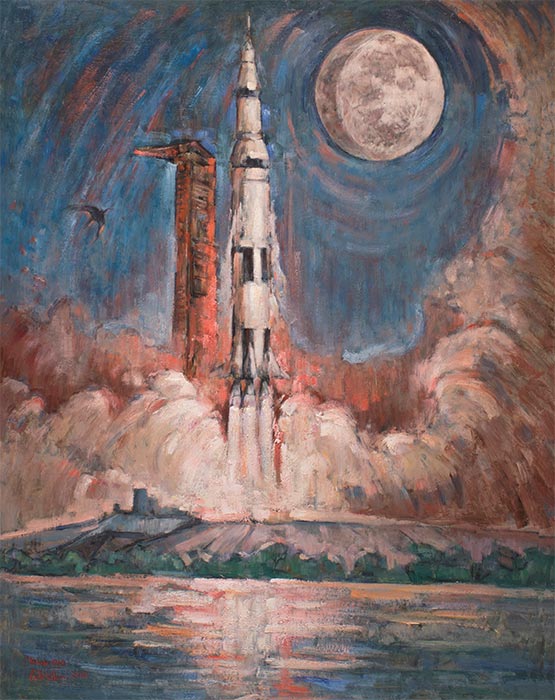 Opera realizzata da Tullio Petteni per ricordare i 50 anni del primo sbarco sulla Luna (20 luglio 1969)