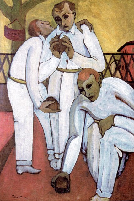 "Giocatori di bocce" opera dell'artista Domenico Zangrandi