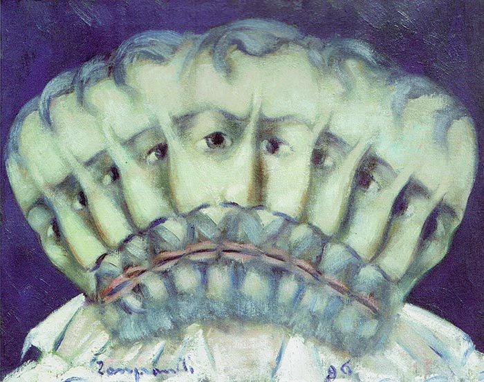Studio per "Autoritratto a ventaglio" opera dell'artista Domenico Zangrandi