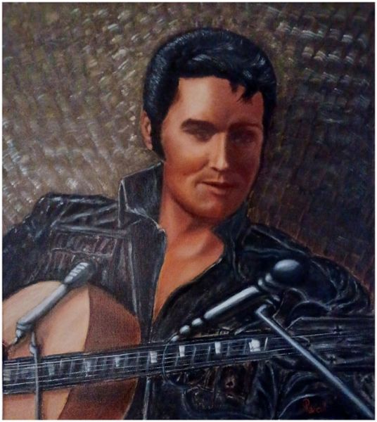 Elvis Presley in giubbotto nero