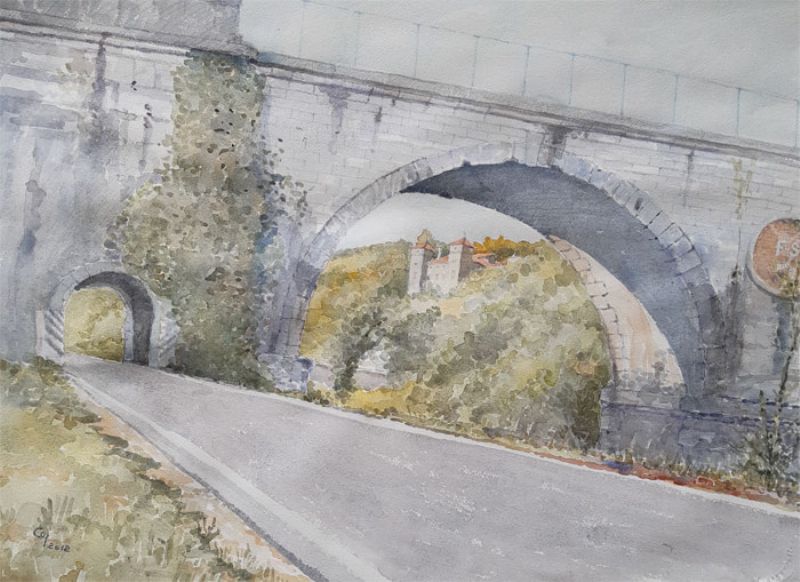 Ponte della ferrovia e castello di Rubbia