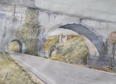 Ponte della ferrovia e castello di Rubbia