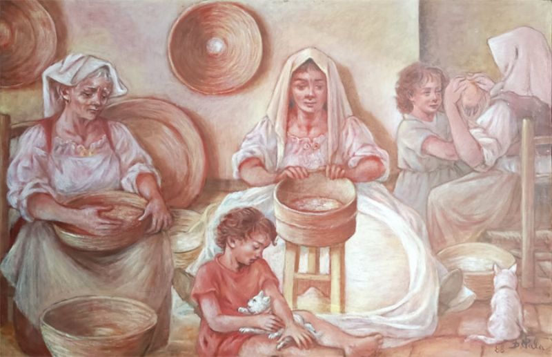 Le donne che lavorano la farina