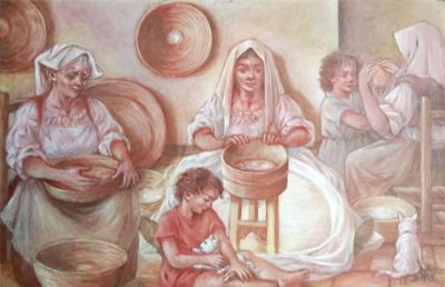 Le donne che lavorano la farina