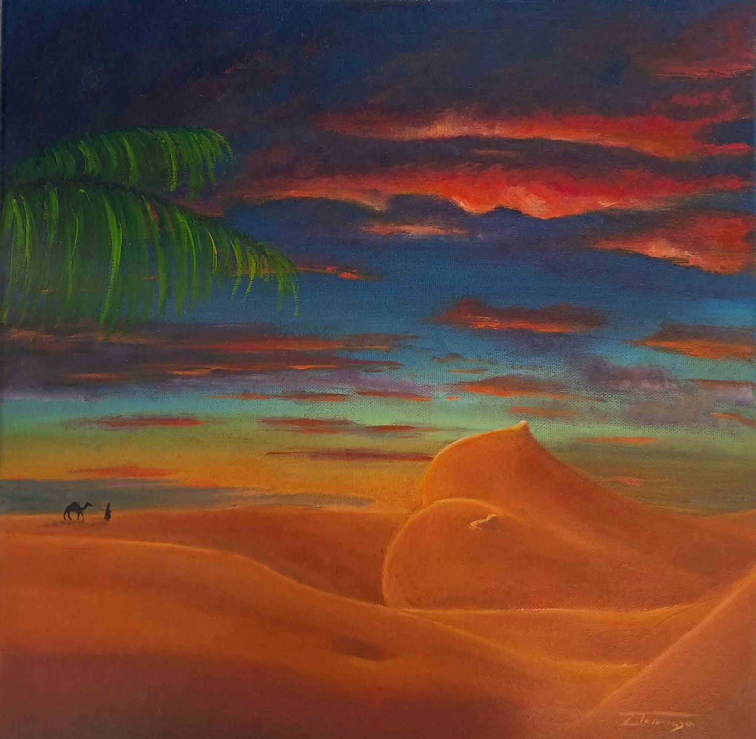 Viatore sul mare di sabbia