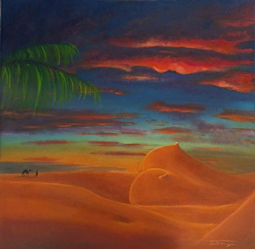 Viatore sul mare di sabbia