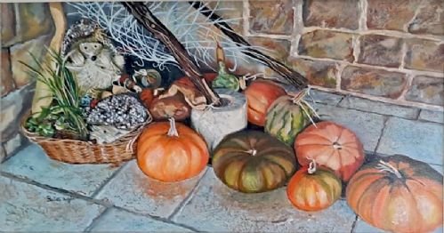 Zucche, natura morta