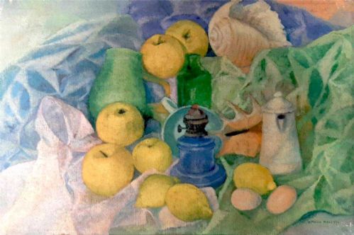 Composizione con lanternino e conchiglie